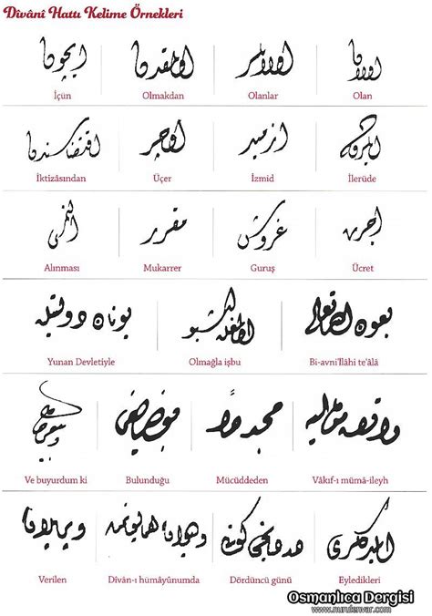 Osmanlıca yazı çeşitleri örnekleri